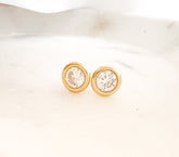 Golden Crown Diamond Bezel Studs